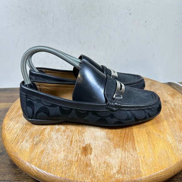 Coach Olympia Pebble Grain Leather Loafers Black Shoes Women’s Size 6B‎ - Picture 1 of 9